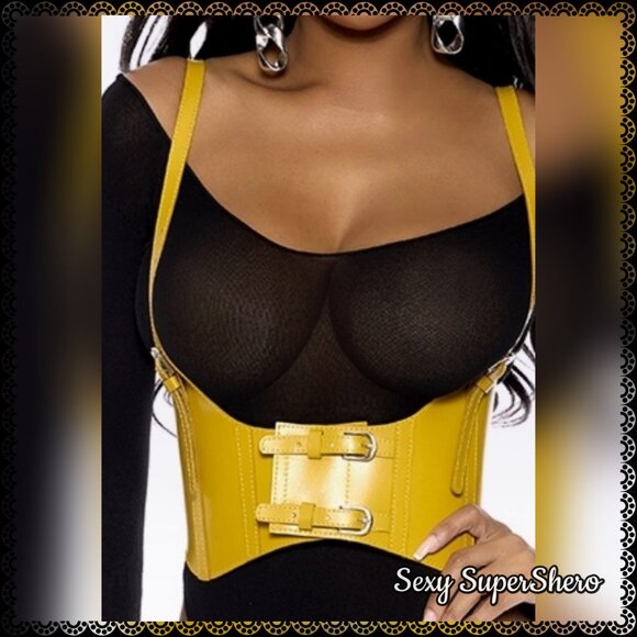 🆕💛Yellow Leather Harness/ Waist Belt with Buckle Straps - Picture 4 of 5